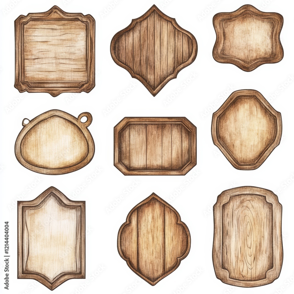 Naklejka premium Decorative Wooden Frame Collection for Creative Design Projects