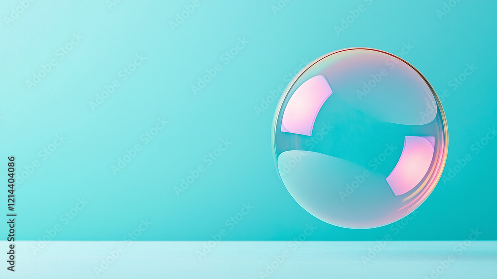 close up of iridescent soap bubble floating against soft turquoise background, showcasing vibrant colors and reflections. serene atmosphere evokes sense of wonder and tranquility close up of iridescent soap bubble floating against soft turquoise background, showcasing vibrant colors and reflections. serene atmosphere evokes sense of wonder and tranquility