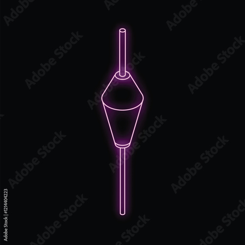 Neon fishing float glowing in the dark, a vibrant symbol of fishing and outdoor recreation