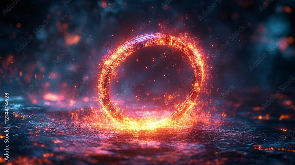 A glowing magical ring with teleportation abilities, framed by a shadowy, mystical background in an 80s dark fantasy style. A glowing magical ring with teleportation abilities, framed by a shadowy, mystical background in an 80s dark fantasy style.