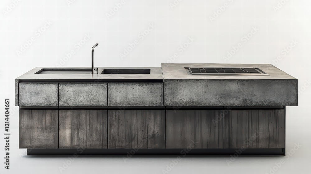 Fototapeta premium Modern Concrete Outdoor Kitchen Island 