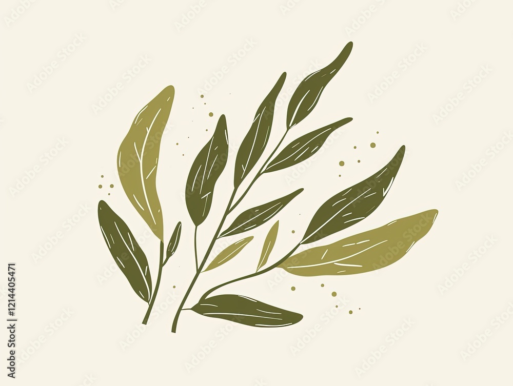 Naklejka premium Green olive branches with speckled background for simple designs