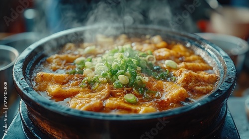 Steaming Tofu Stew, Asian Restaurant, Closeup photo