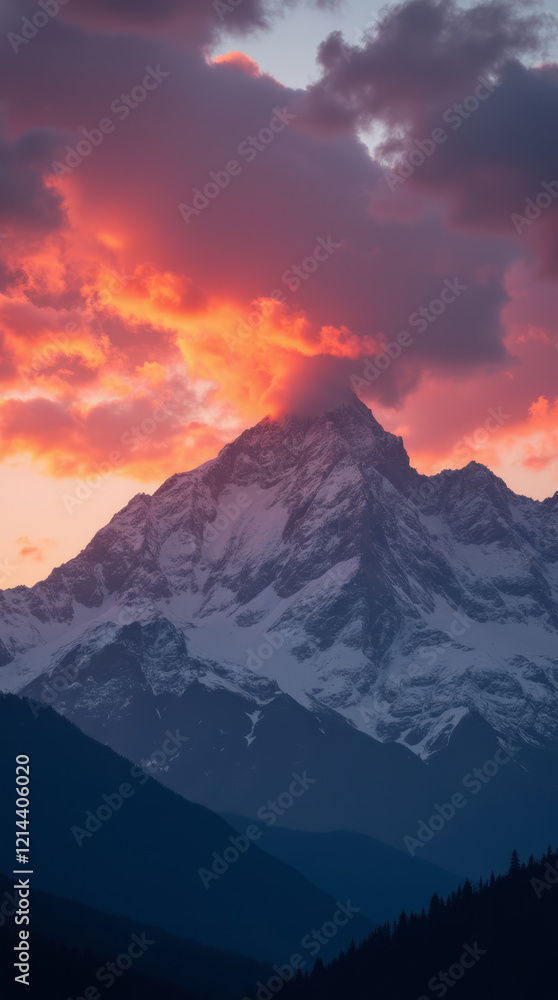 A Breathtaking Mountain Range at the Last Minutes of Dusk A Breathtaking Mountain Range at the Last Minutes of Dusk