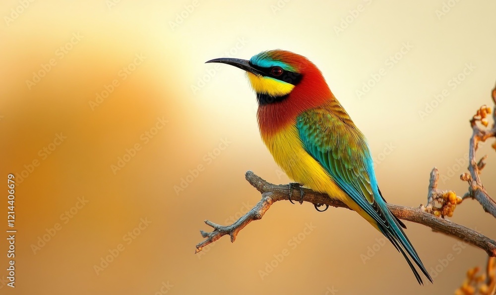 Colorful songbird perched on a branch