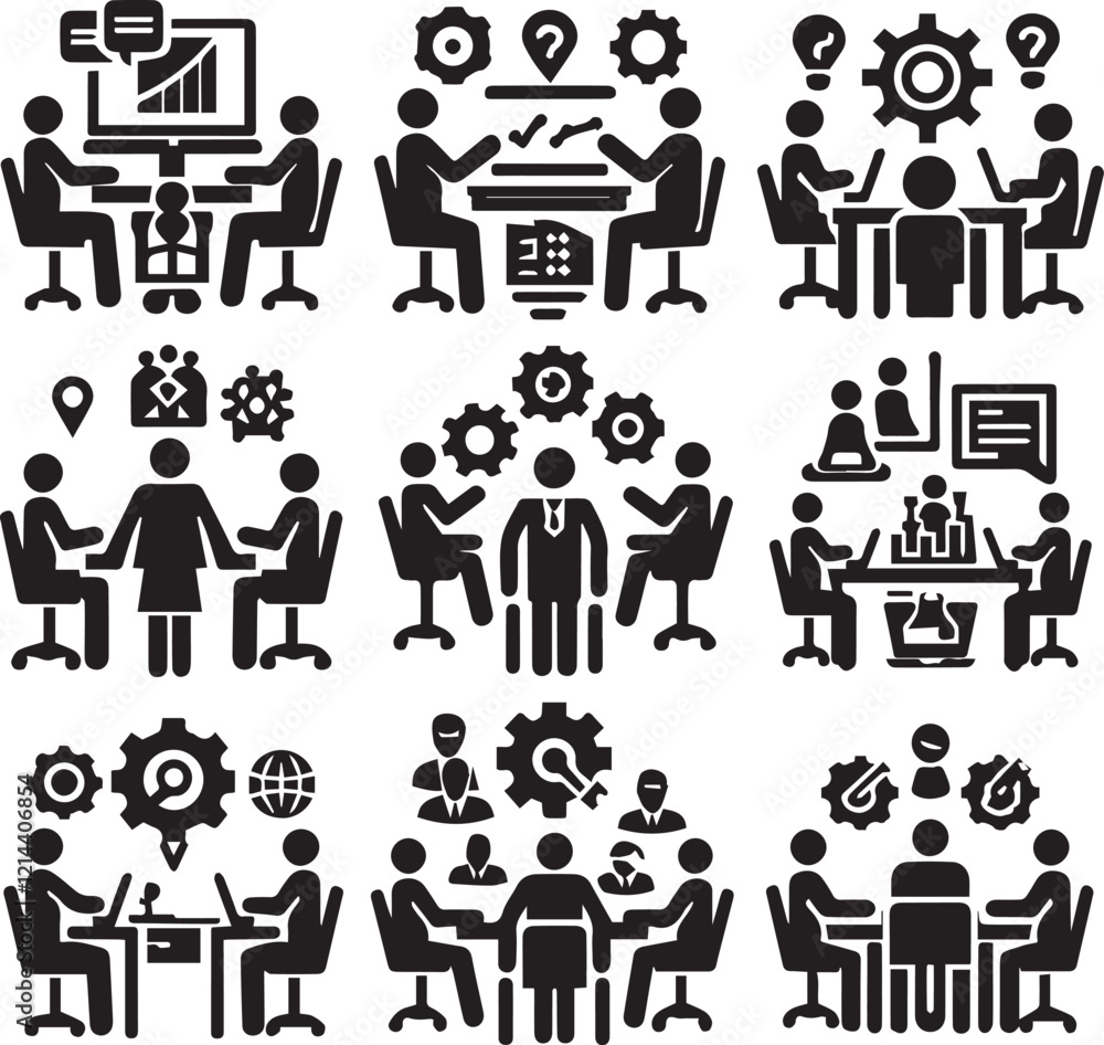 Vector Silhouette Collaborative icon set Vector Silhouette Collaborative icon set