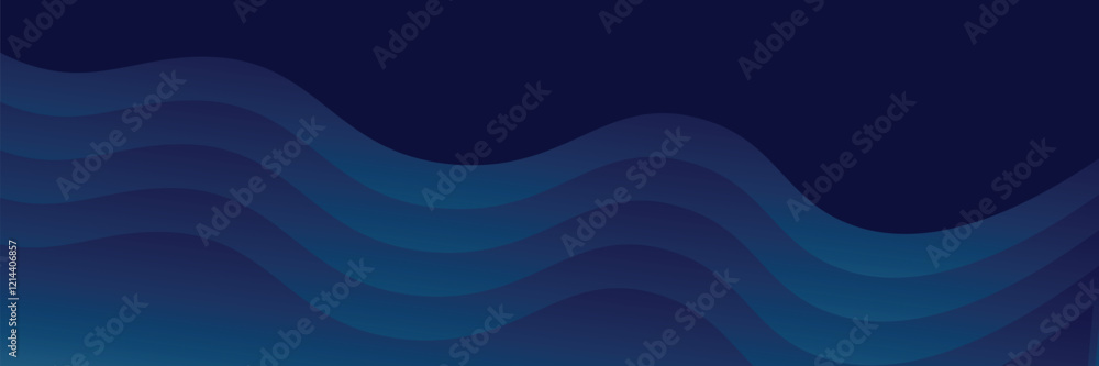 Naklejka premium abstract dark blue banner background with smooth curves and fluid. vector