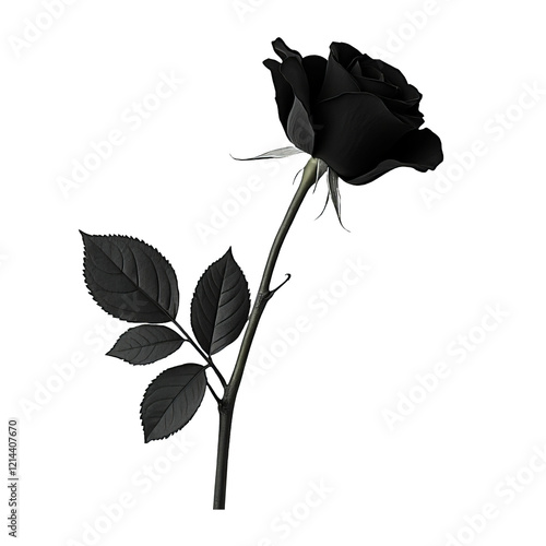 Black Rose Flower Isolated on Transparent Background - Digital Art photo