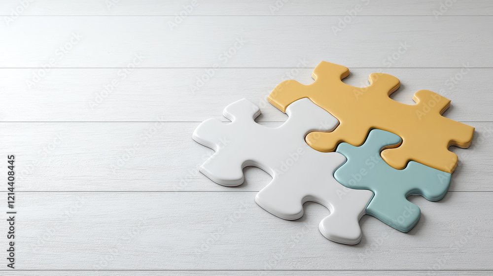 Obraz premium Colorful jigsaw puzzle pieces on light wooden surface, symbolizing connection