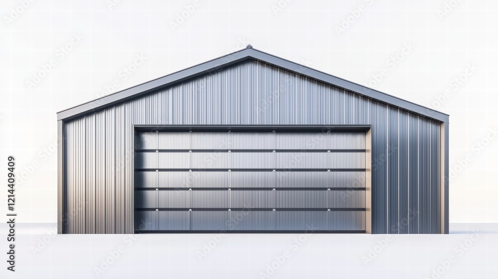 Modern Garage Door: A sleek, gray metal garage door with a clean, contemporary design, providing a perfect blend of style and functionality. Modern Garage Door: A sleek, gray metal garage door with a clean, contemporary design, providing a perfect blend of style and functionality.