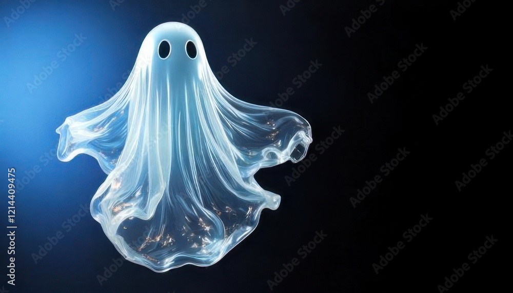 A ghost floating in the air with a blue background A ghost floating in the air with a blue background