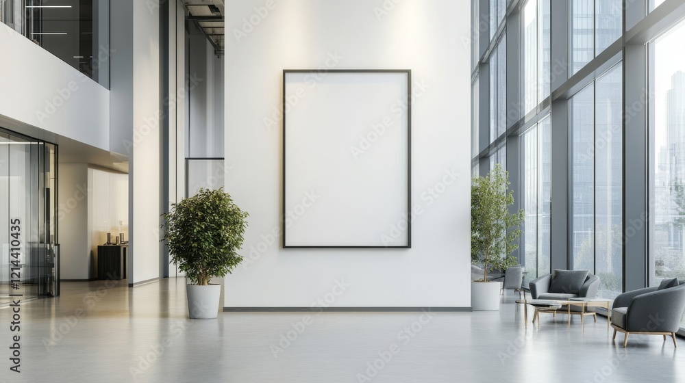 Fototapeta premium Modern Interior Space with Empty Frame and Natural Light