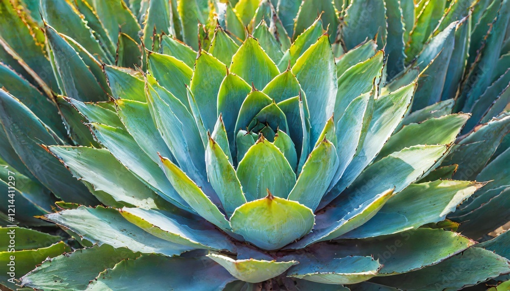 Close-Up of a Vibrant Agave Plant Showcasing Its Sharp, Symmetrical Leaves and Unique Texture Close-Up of a Vibrant Agave Plant Showcasing Its Sharp, Symmetrical Leaves and Unique Texture