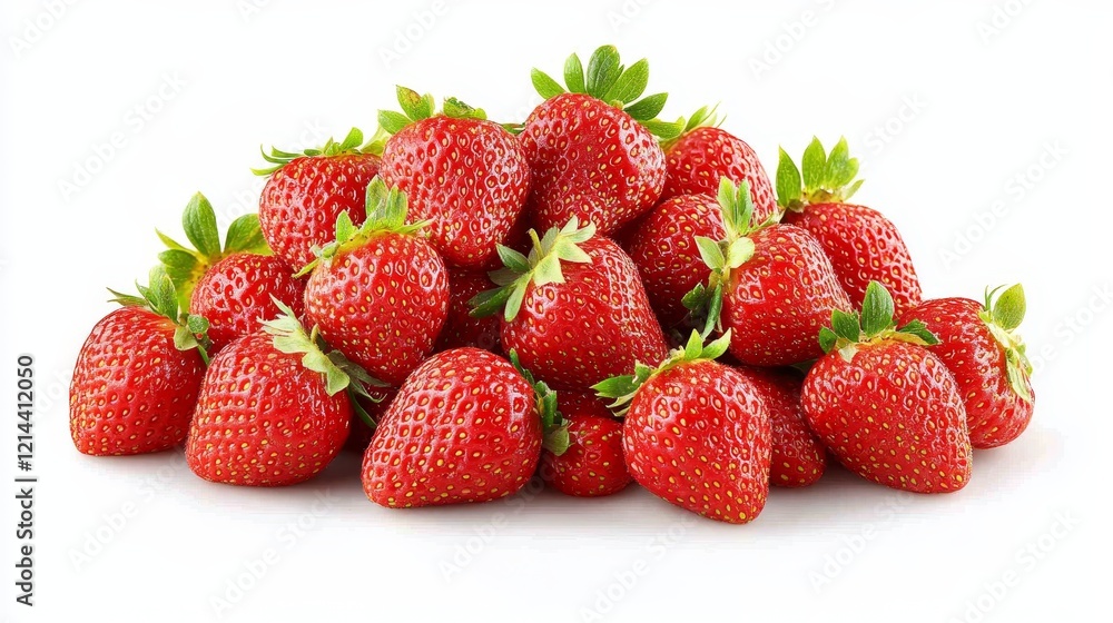 Fresh Ripe Strawberries Isolated on White Background, Highlighting Their Vibrant Red Color, Juicy Texture, and Natural Appeal. Fresh Ripe Strawberries Isolated on White Background, Highlighting Their Vibrant Red Color, Juicy Texture, and Natural Appeal.