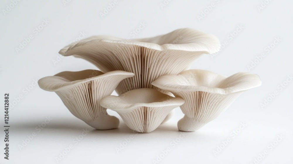 Studio shot of oyster mushrooms on white background Studio shot of oyster mushrooms on white background