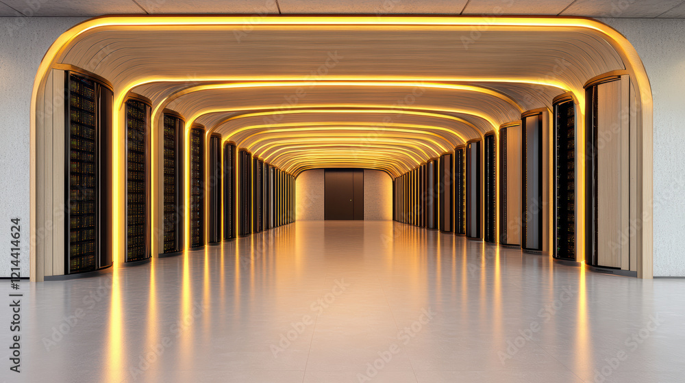 Futuristic data center with glowing servers and sleek design Futuristic data center with glowing servers and sleek design