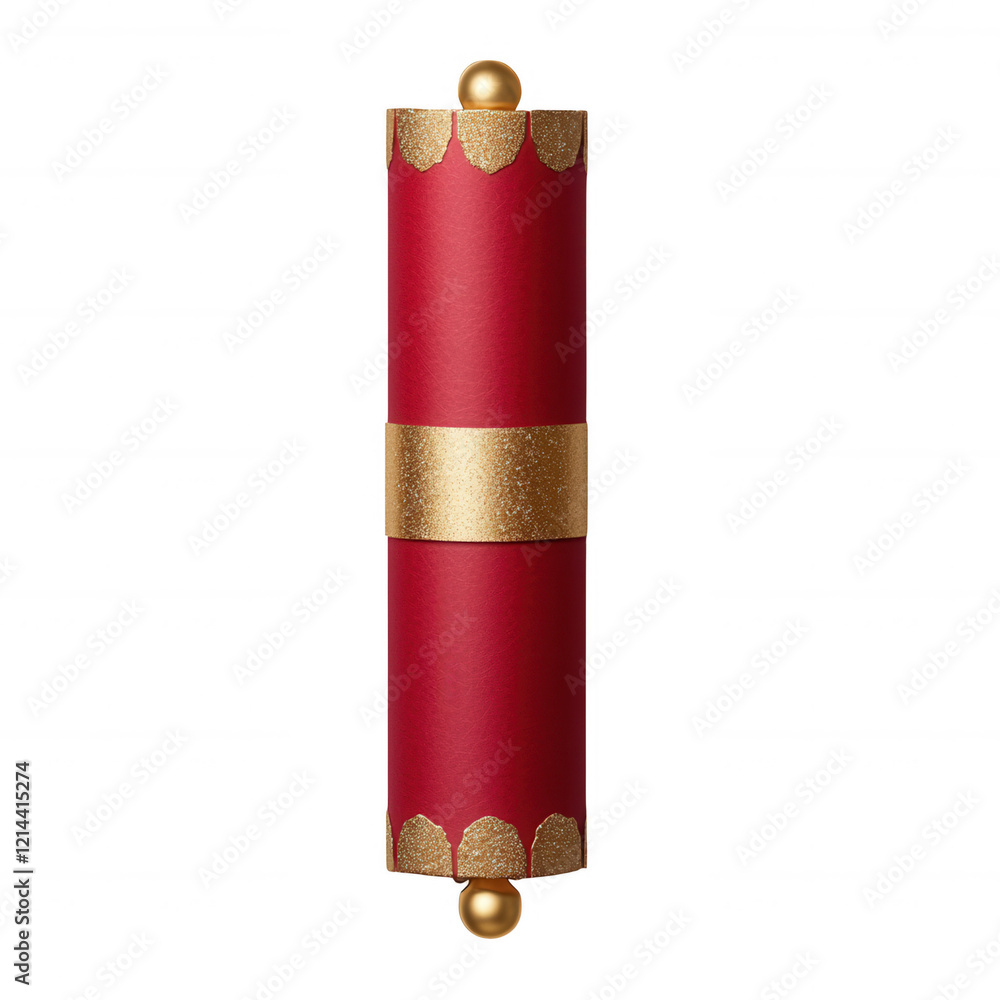 A decorative scroll with a rich red finish, embellished with gold accents and intricate designs. A decorative scroll with a rich red finish, embellished with gold accents and intricate designs.