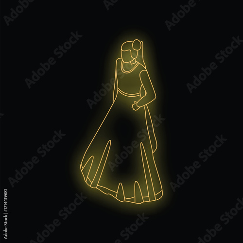 Neon sign of a woman wearing a traditional dress performing flamenco dance