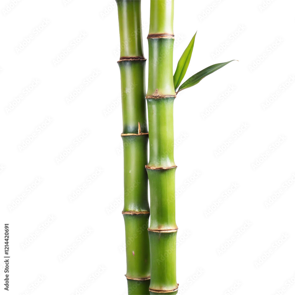 Obraz premium Closeup of Two Lush Green Bamboo Stalks with Vibrant Leaves