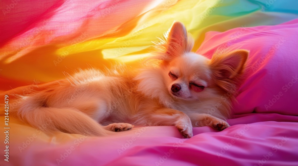 Bright and Colorful Pet in a Soft Home Setting Bright and Colorful Pet in a Soft Home Setting
