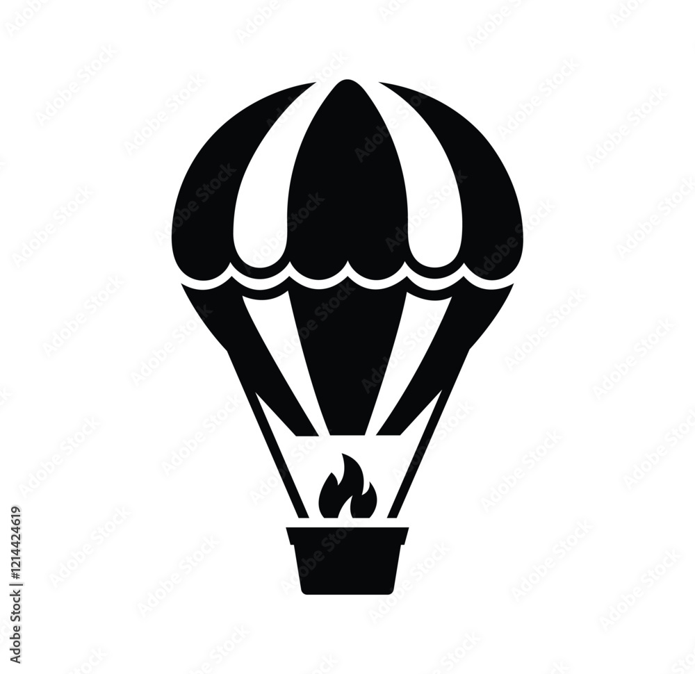 Obraz premium Hot air balloon icon flat style design. Air Balloon Silhouette, Vector illustration