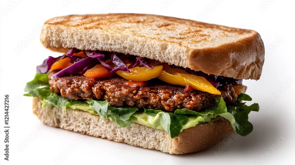 Delicious Vegan Patty Sandwich with Toasted Bread Delicious Vegan Patty Sandwich with Toasted Bread