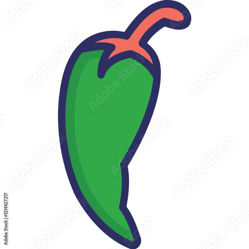 Jalapeno Pepper Vector Icon Set with Transparent Background