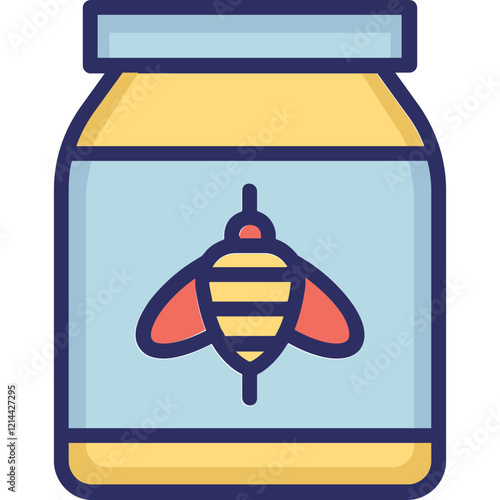 Honey Jar Vector Icon Set with Transparent Background