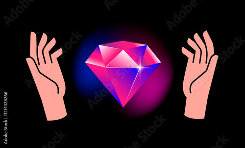 Icon of a diamond between spread arms. photo