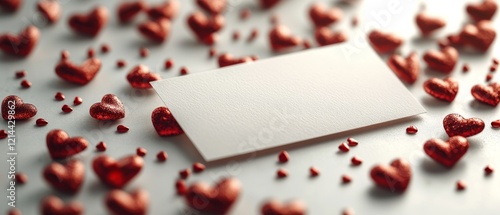 Valentine's Day Card with Red Hearts and Glitter