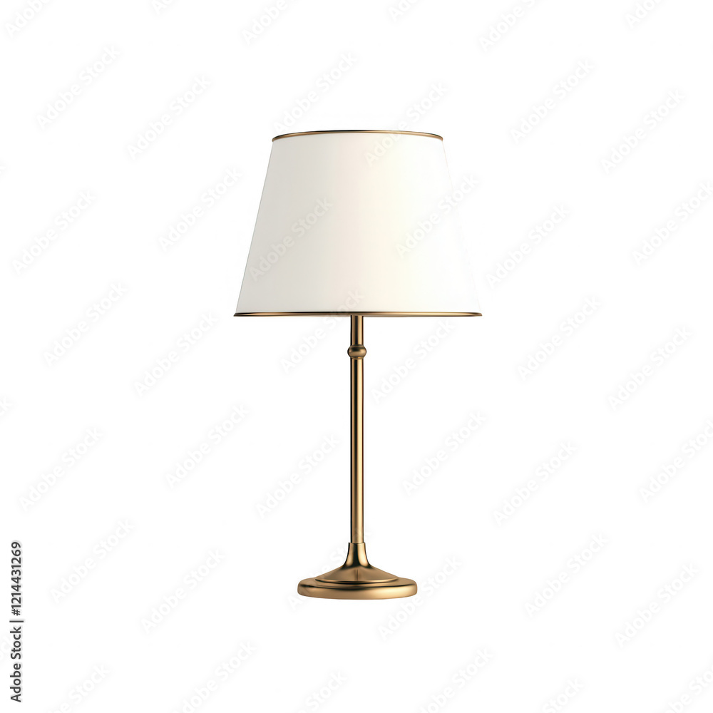 Elegant table lamp with a white shade and golden base, ideal for cozy interiors., isolated on a transparent background. Elegant table lamp with a white shade and golden base, ideal for cozy interiors., isolated on a transparent background.
