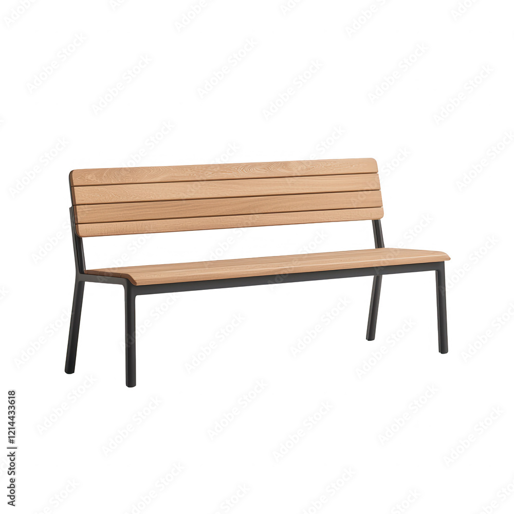 Modern wooden bench designed for outdoor spaces and relaxation., isolated on a transparent background. Modern wooden bench designed for outdoor spaces and relaxation., isolated on a transparent background.