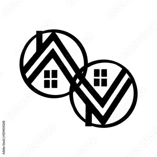 This image features a sleek and minimalist logo, perfectly suited for the real estate or housing industry. At its center is a stylized representation of a house, defined by two intersecting slanted li