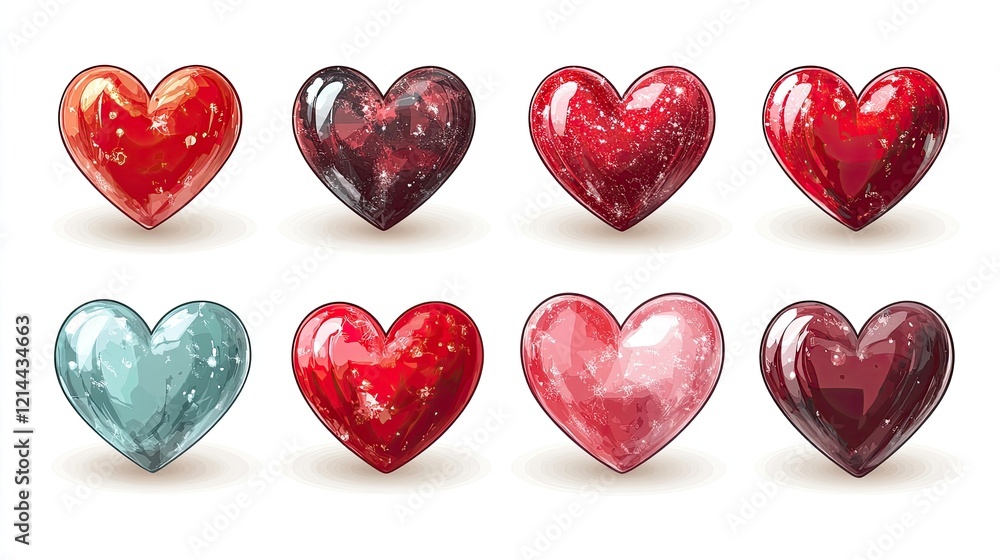 Love heart Valentine's Day romantic icon vector set. Love heart Valentine's Day romantic icon vector set.