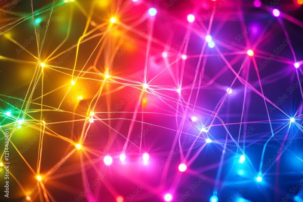 Colorful string lights create a vibrant display of illumination in a night setting Colorful string lights create a vibrant display of illumination in a night setting