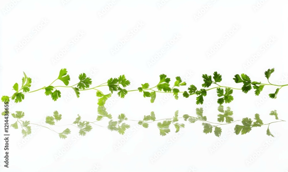 Coriander leaves isolated on a white background with reflection Coriander leaves isolated on a white background with reflection