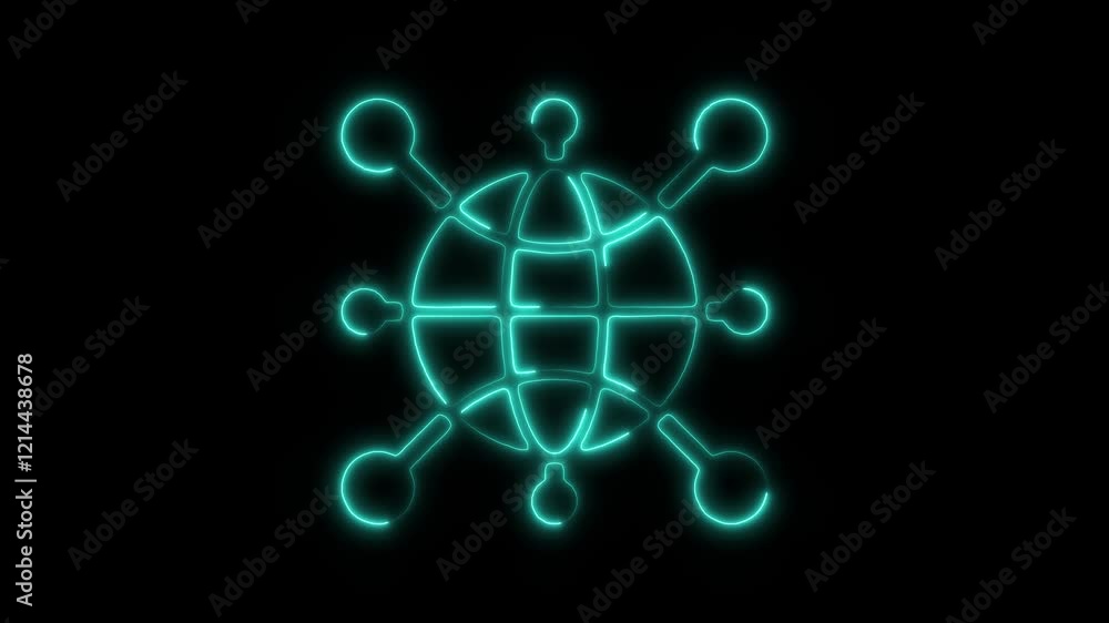 Glowing Neon Worldwide Icon, Symbol of Global Connection and Expansion, HD Video Motion Graphic Animation on Black Background Glowing Neon Worldwide Icon, Symbol of Global Connection and Expansion, HD Video Motion Graphic Animation on Black Background