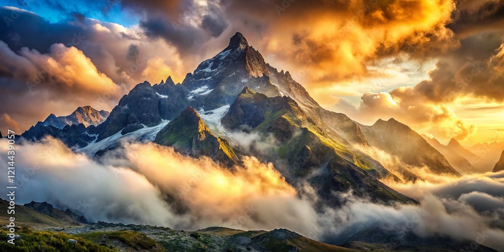 Obraz premium Majestic Double Exposure: Velky Ganek, High Tatras, Slovakia - Breathtaking Mountain Landscape