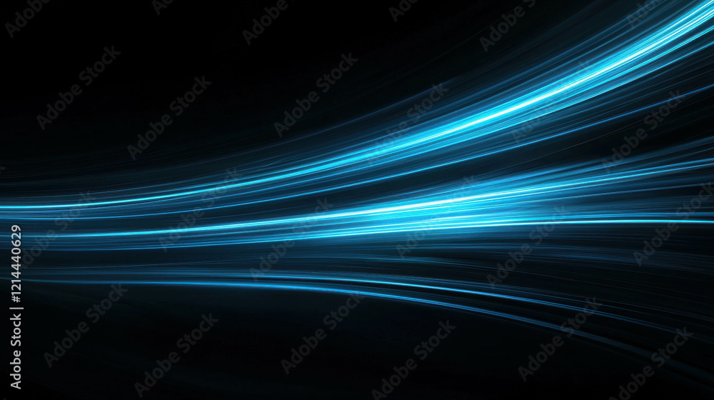 Glowing Blue Streaks of Light Gently Curving Through a Dark Background Glowing Blue Streaks of Light Gently Curving Through a Dark Background