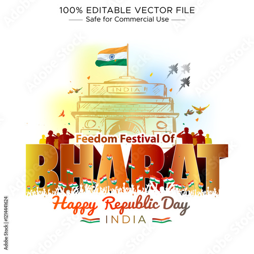 India, Bharat freedom festival celebration background for Republic Day of India.