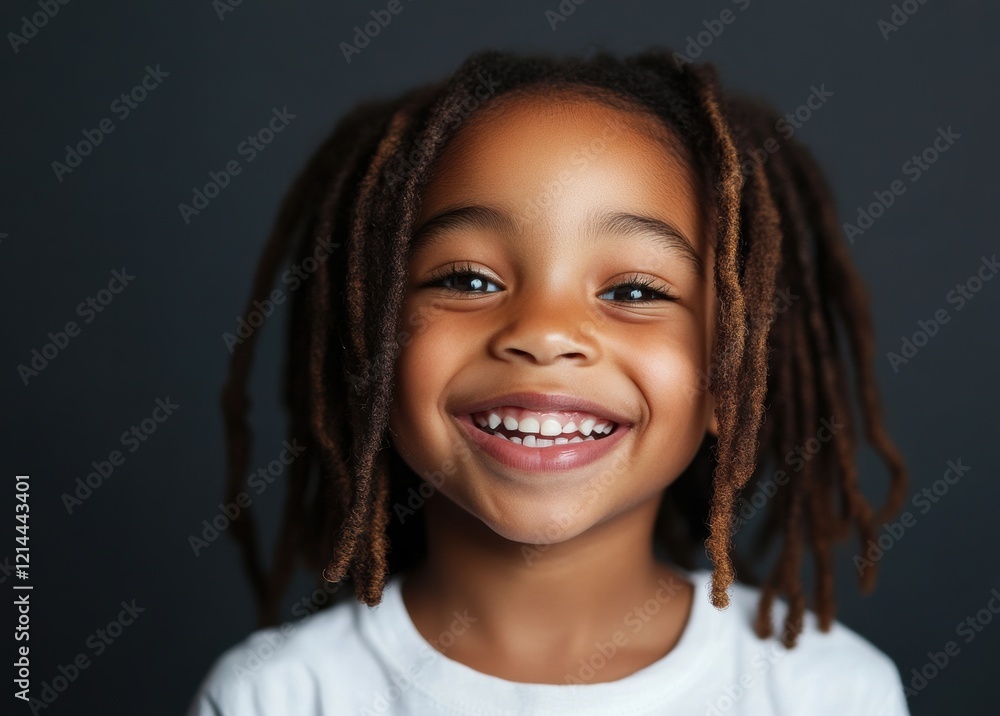 The bright smile and confident stance of a young black girl in a white t-shirt against a white backdrop make this image perfect for inclusivity and childhood happiness promotions. The bright smile and confident stance of a young black girl in a white t-shirt against a white backdrop make this image perfect for inclusivity and childhood happiness promotions.