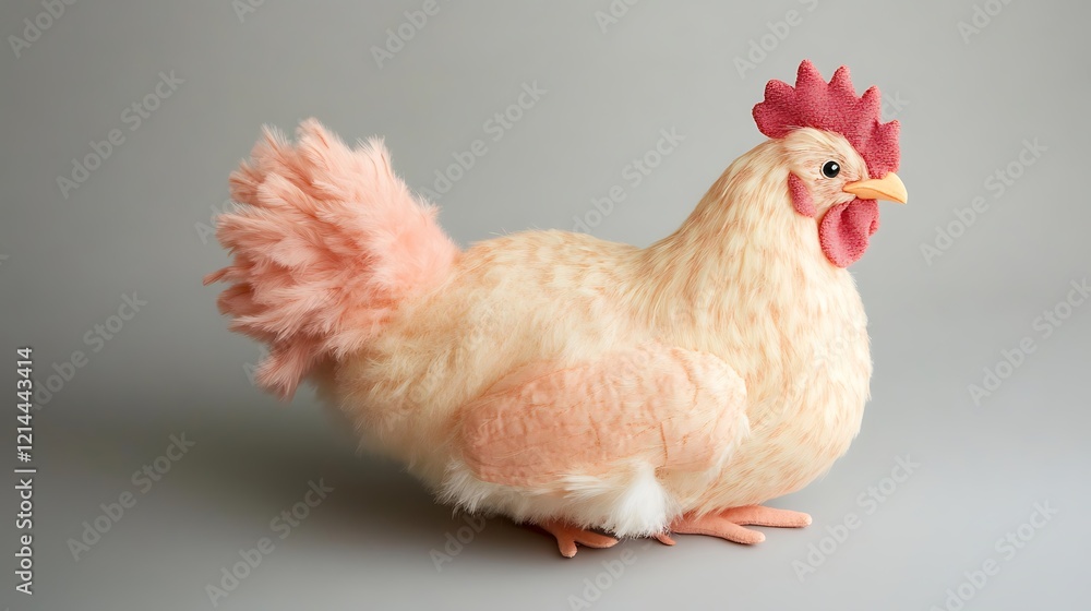 Fototapeta premium A stuffed hen with a soft and fluffy tail