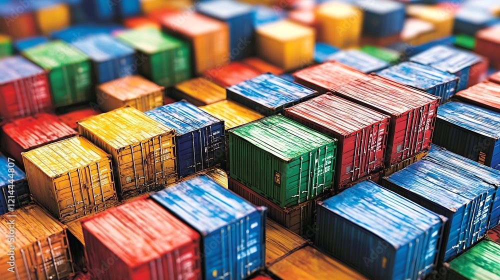 Obraz premium Colorful Cargo Containers: A Global Trade Perspective