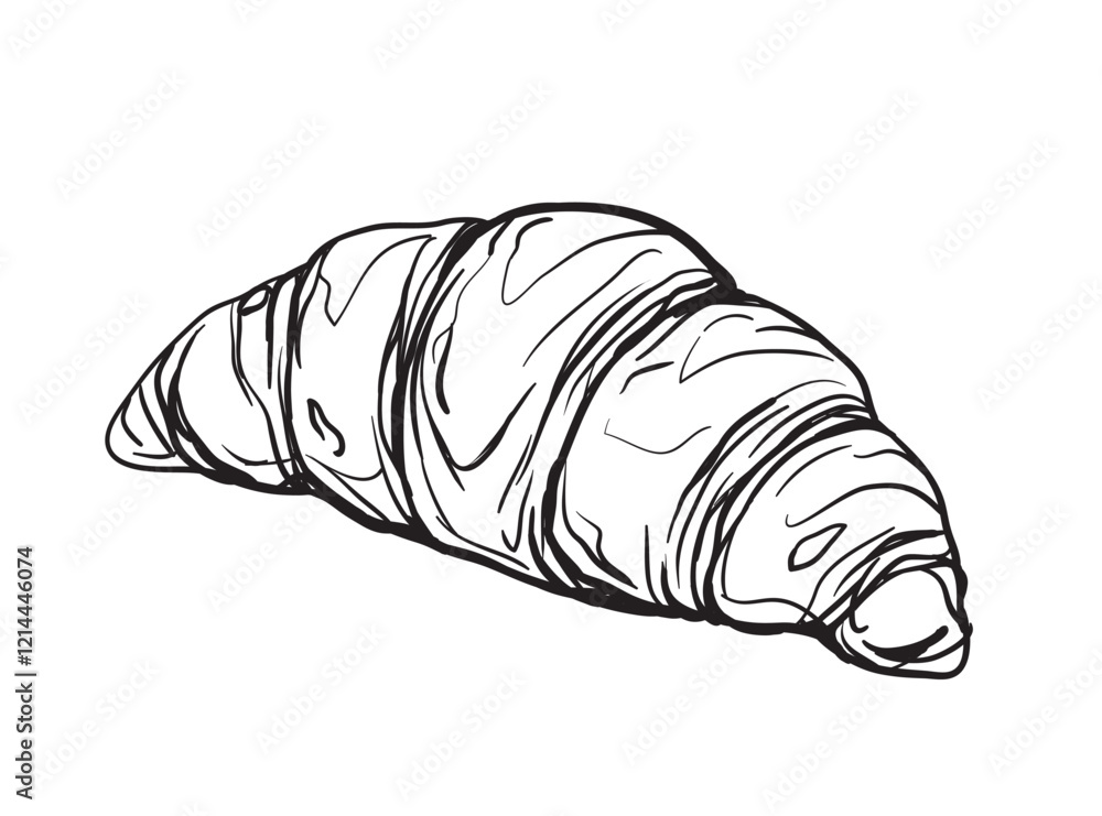Hand drawn vector ink style decorative illustration of croissant on white background Hand drawn vector ink style decorative illustration of croissant on white background