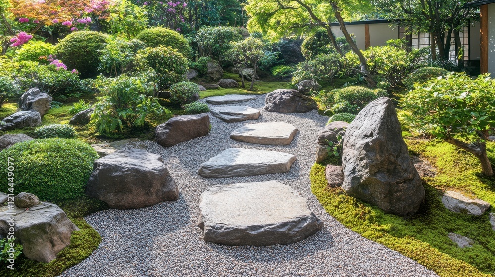 Calming Garden Pathway with Natural Textures