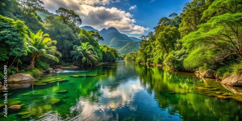 Majestic Rio das Pedras Landscape: Serene River and Lush Brazilian Nature