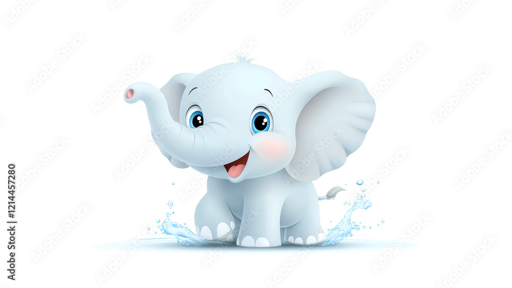 Cute baby elephant splashing and playing in refreshing, clean water Cute baby elephant splashing and playing in refreshing, clean water
