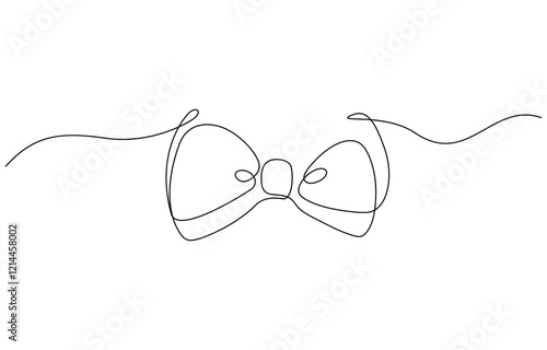 Neck with a bow tie single line art. Man in formal wear dress code abstract minimal one line drawing, Continuous one single line drawing bow tie vector illustration.