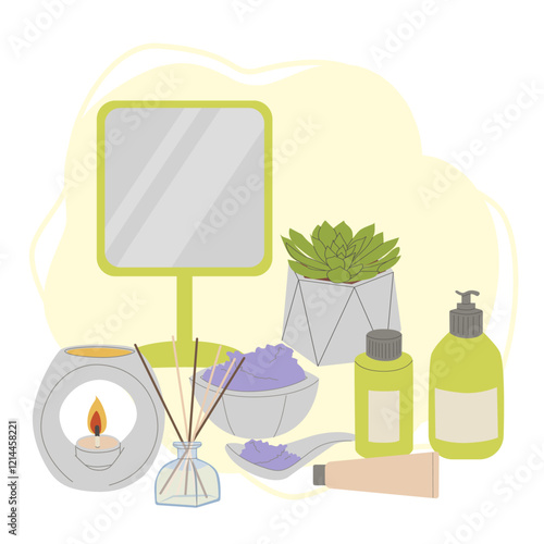 Beauty and self-care set. Perfect for spa, salon, lifestyle design, scrapbooking, posters and beauty projects.