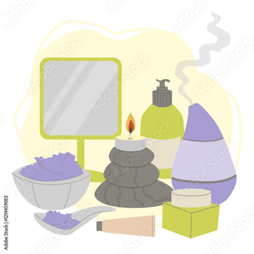 Spa self-care and beauty set. Perfect for spa, salon, lifestyle design, scrapbooking, posters and beauty projects.